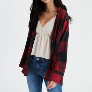 AE Oversized Plaid Button Button Up Shirt
